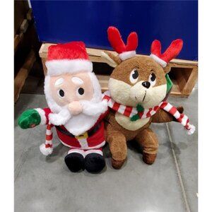 Gemmy Santa Claus & Reindeer Christmas Plush Set – Holiday Animated Stuffed Toys